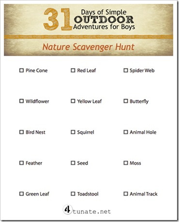 Free Printable For Boys {nature Scavenger Hunt Printable List By 