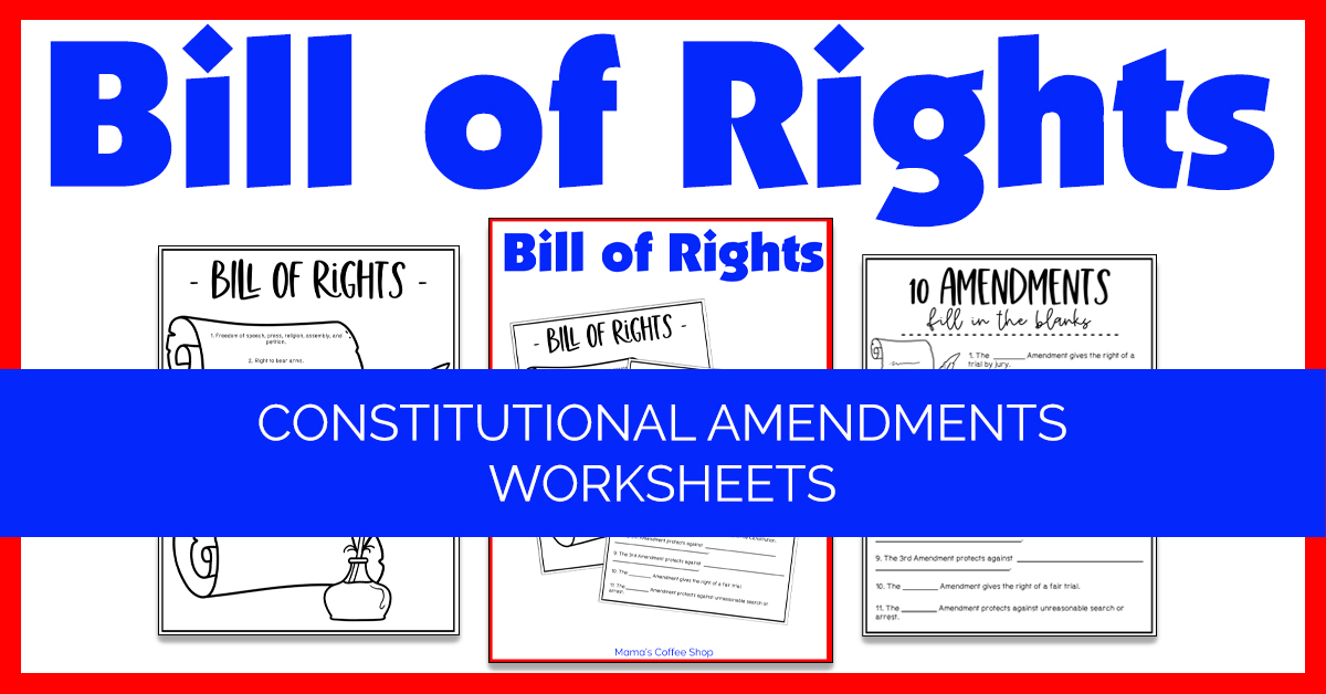 Bill of Rights Worksheets Mama's Coffee Shop Store